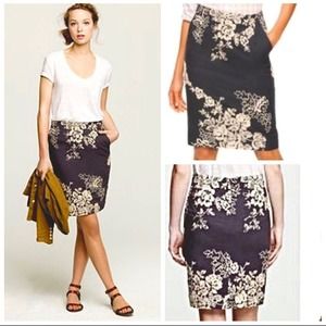 J. Crew Floral Embroidered Mirabel Pencil Skirt Size ))